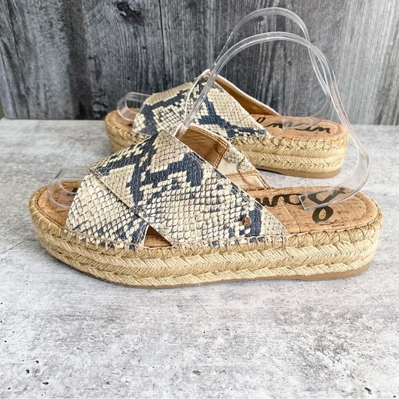 SAM EDELMAN Natty Snakeskin Print Espadrille Slide Sandals - Picture 6 of 12